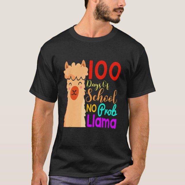 100 Days Of School No Prob Llama Costume Kids Gift T-Shirt (Front)