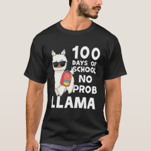100 Day's Of School No Prob Llama Gifts Boys Girls T-Shirt