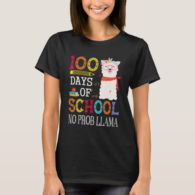 100 Days Of School No Prob llama   Llama Teacher G T-Shirt (Front)