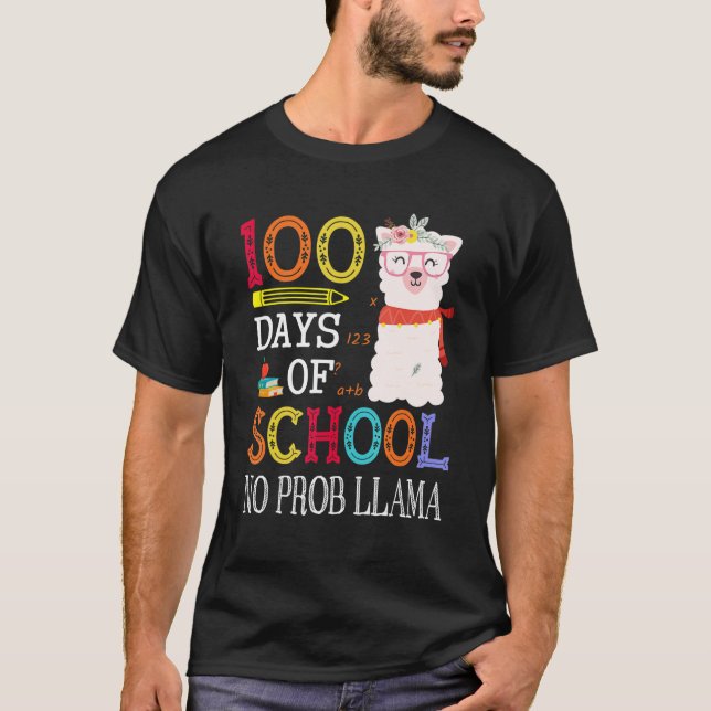 100 Days Of School No Prob llama   Llama Teacher G T-Shirt (Front)