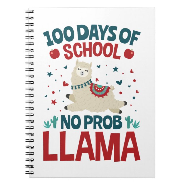 100 Days of School No Prob Llama Notebook (Front)