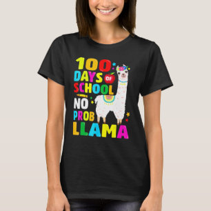 100 Days Of School No Problem Llama Girl 100th Day T-Shirt