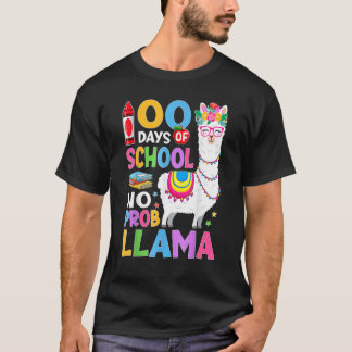 100 Days of School No Probllama 100th Day Girls St T-Shirt