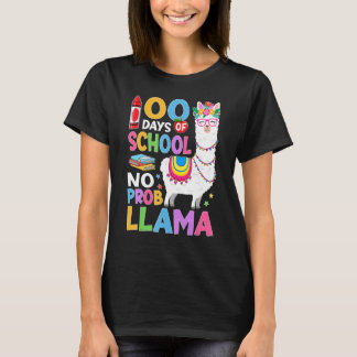 100 Days of School No Probllama 100th Day Girls St T-Shirt
