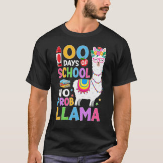 100 Days of School No Probllama 100th Day Girls St T-Shirt