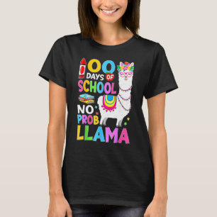 100 Days of School No Probllama 100th Day Girls St T-Shirt