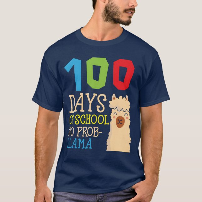 100 Days Of School No Probllama Animal Llama girl T-Shirt (Front)