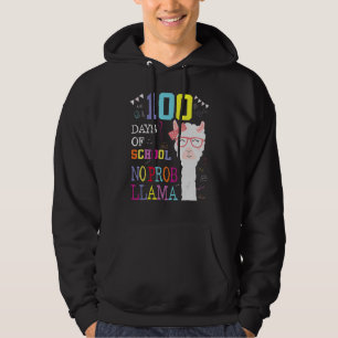 100 Days Of School No Probllama Llama 100Th Day Hoodie