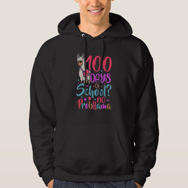 100 Days of School No Probllama Llama 100th Day Of Hoodie (Front)