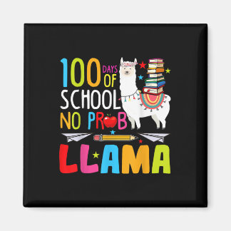 100 Days Of School No Probllama Llama Funny 100th Magnet