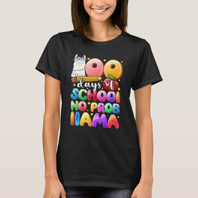100 Days of School No Probllama Llama Gift Kids Gi T-Shirt (Front)