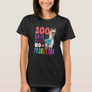 100 Days of School No Probllama Llama Happy 100th T-Shirt