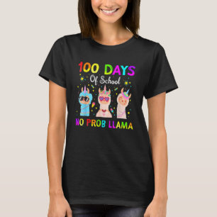 100 Days Of School No Probllama Llama Happy 100th T-Shirt
