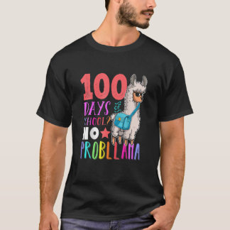 100 Days Of School No Probllama Llama Happy 100Th T-Shirt
