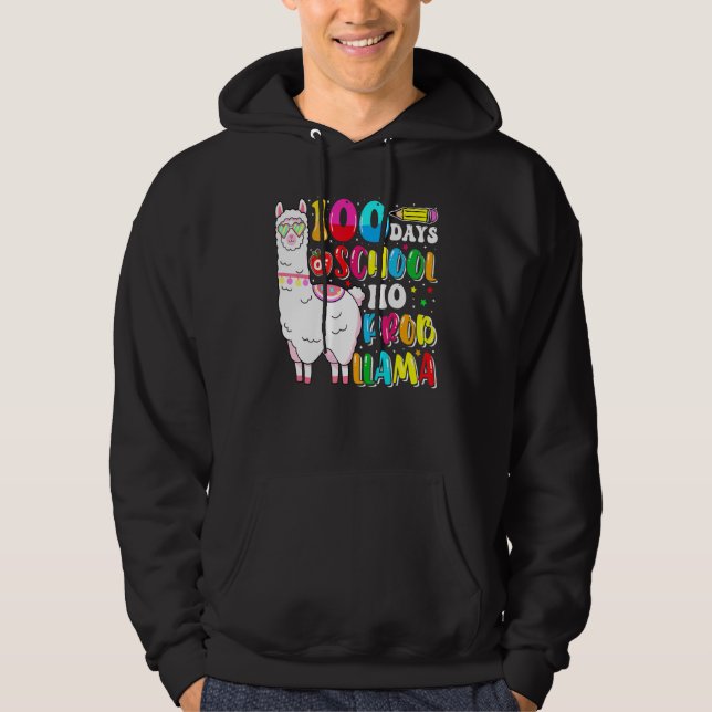 100 Days Of School No Probllama Llama Lover Happy  Hoodie (Front)