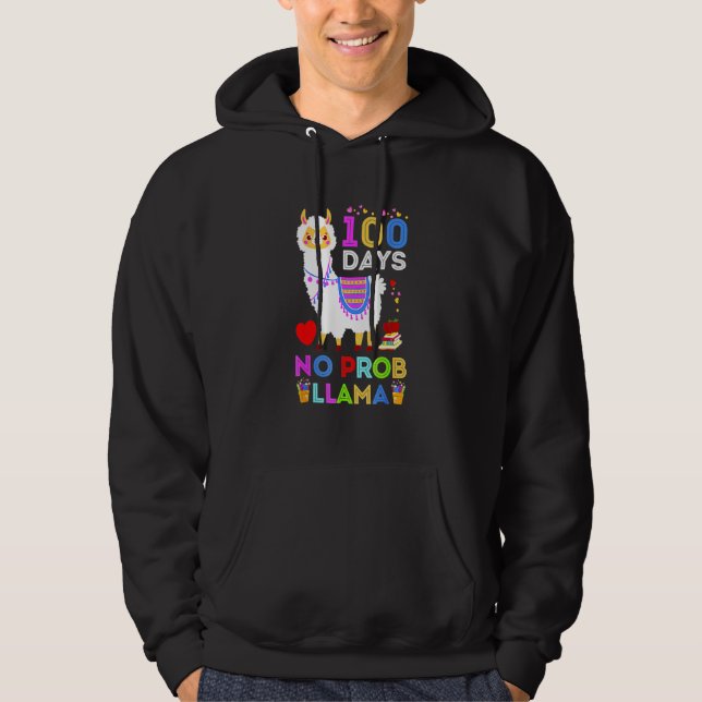 100 Days Of School No Probllama Llama Teachers Stu Hoodie (Front)