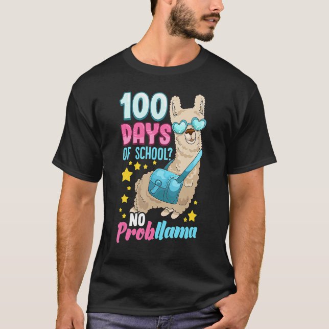 100 Days Of School No Probllama Shirt Teacher Stud (Front)