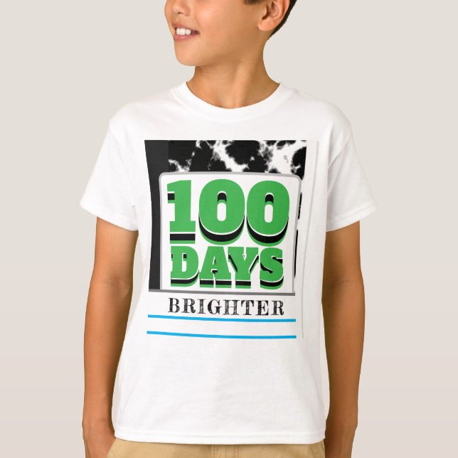 100 Days of School Notebook Paper Green Design T-Shirt (Front)
