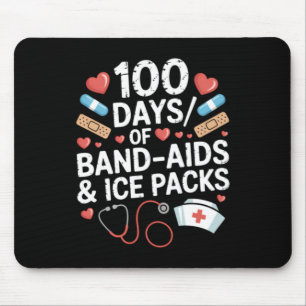 100 Days Of School Nurse 100 Day Band Aids Student Mouse Mat