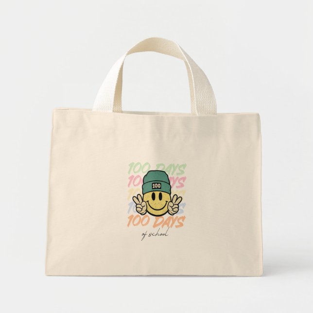 100 days of school, one hundred days of class mini tote bag (Front)
