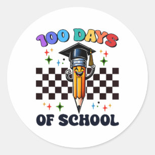100 Days Of School Pencil Graduation Student Classic Round Sticker