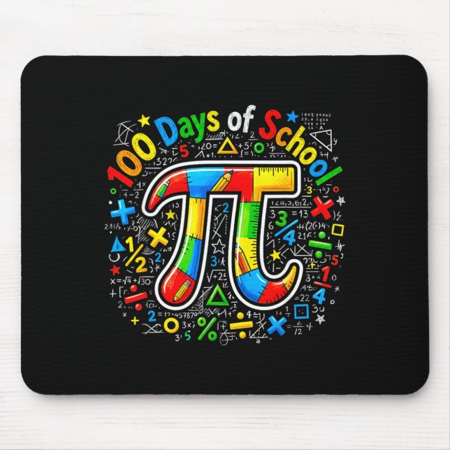 100 Days Of School Pi Math Drip Funny 100 Days Kid Mouse Mat (Front)