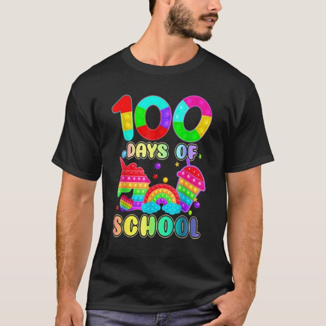100 Days Of School Pop it Teacher Kids Boys Girls  T-Shirt (Front)
