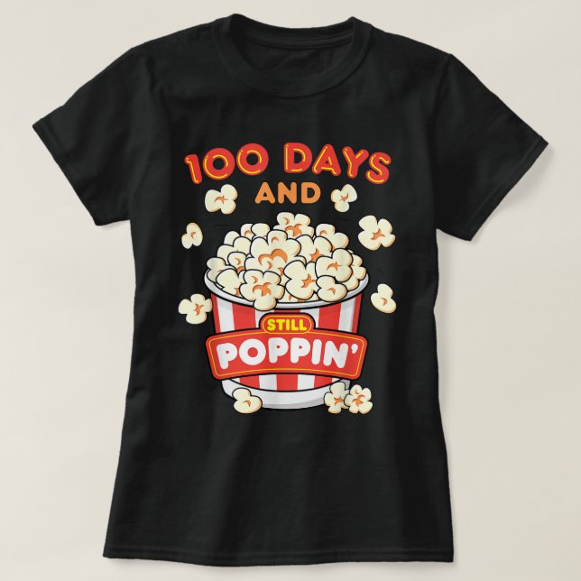 100 Days of School Popcorn Happy 100th Day of Scho T-Shirt (Design Front)
