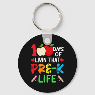 100 Days Of School Pre-k Life Teacher Student Key Ring