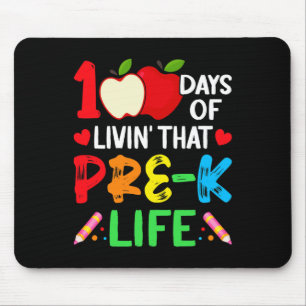 100 Days Of School Pre-k Life Teacher Student Mouse Mat