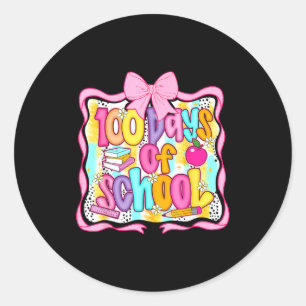 100 Days Of School Preppy 100th Day Of School Teac Classic Round Sticker