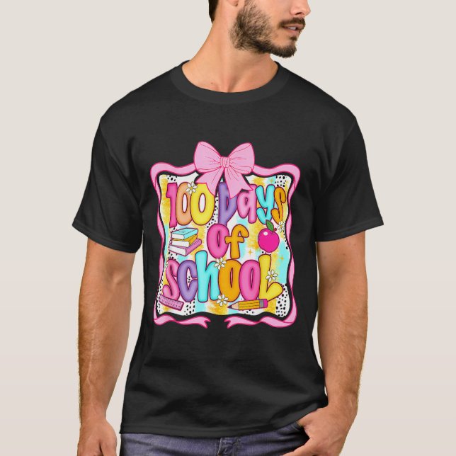 100 Days Of School Preppy 100th Day Of School Teac T-Shirt (Front)