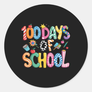 100 Days Of School Preppy Coquette Bow 100 Day Sma Classic Round Sticker