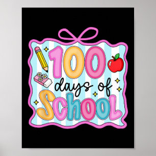 100 Days Of School Preppy Coquette Bow 100th Day T Poster