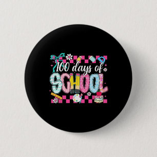 100 Days Of School Preppy Coquette Bow Teacher Kid 6 Cm Round Badge