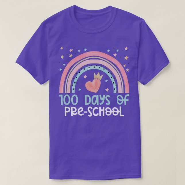 100 Days of School PreSchool Teacher T-Shirt (Design Front)