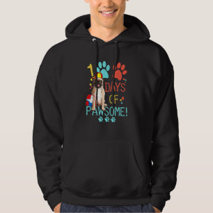100 Days Of School Pug Dog 100 Days Of Pawsome Hoodie