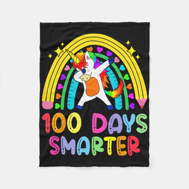 100 Days Of School Rainbow 100th Day Of School Boy Fleece Blanket (Front)