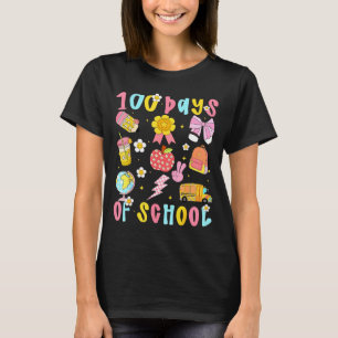 100 Days Of School Rainbow Bow Book Teacher Girl W T-Shirt