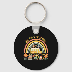 100 Days Of School Rainbow Bus Teacher Student 100 Key Ring