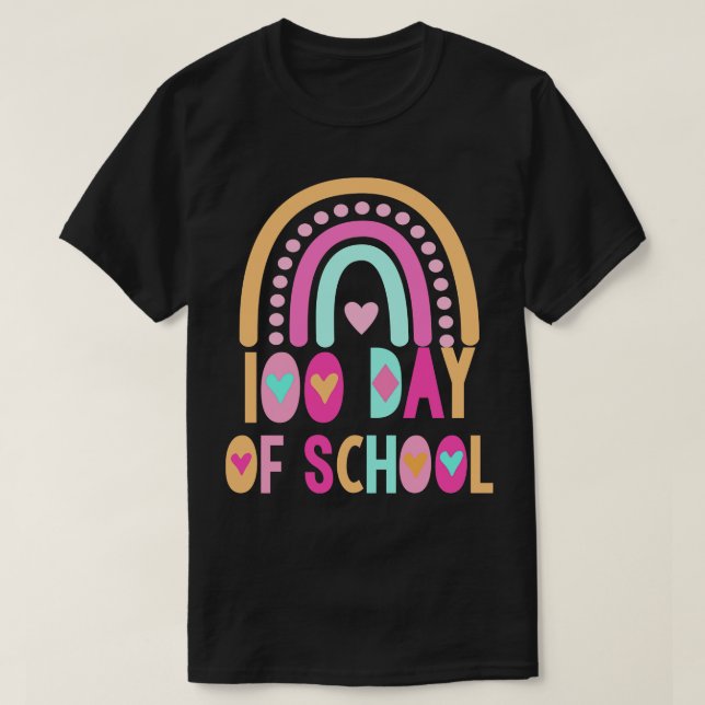 100 Days Of School rainbow T-Shirt (Design Front)