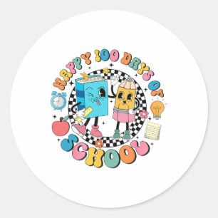 100 Days Of School Reading Book Teacher Boys Girls Classic Round Sticker