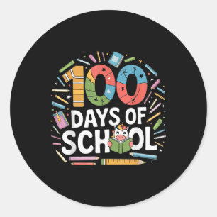 100 Days Of School Reading Unicorn Theme Kids Teac Classic Round Sticker
