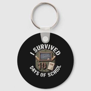 100 Days Of School Rely Survived Funny Kids Teache Key Ring