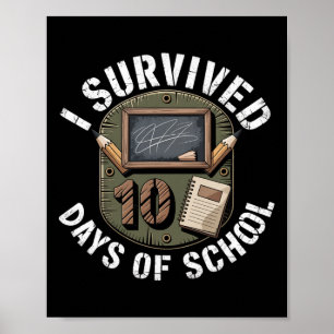 100 Days Of School Rely Survived Funny Kids Teache Poster