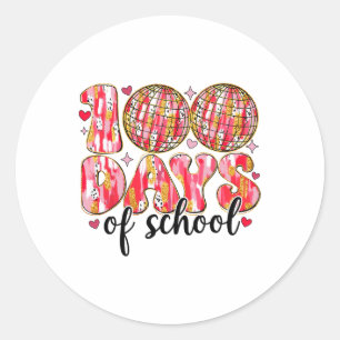 100 Days Of School Retro Disco Byll 100th Day Of S Classic Round Sticker