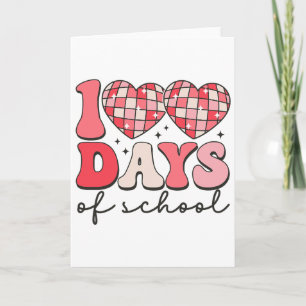 100 Days Of School Retro Disco Hearts 100th Day Of Card