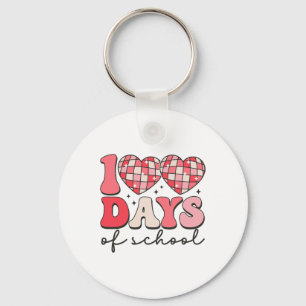 100 Days Of School Retro Disco Hearts 100th Day Of Key Ring