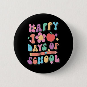 100 Days Of School Retro Groovy 100th Day Of Schoo 6 Cm Round Badge