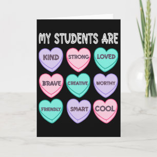 100 Days Of School Retro Hearts Teacher Valentines Card